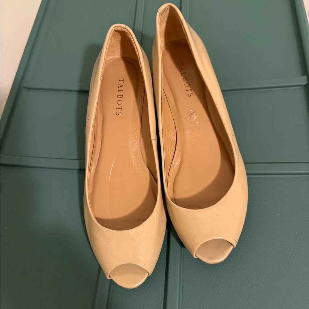 Talbots Women's Beige Peep-Toe Heels